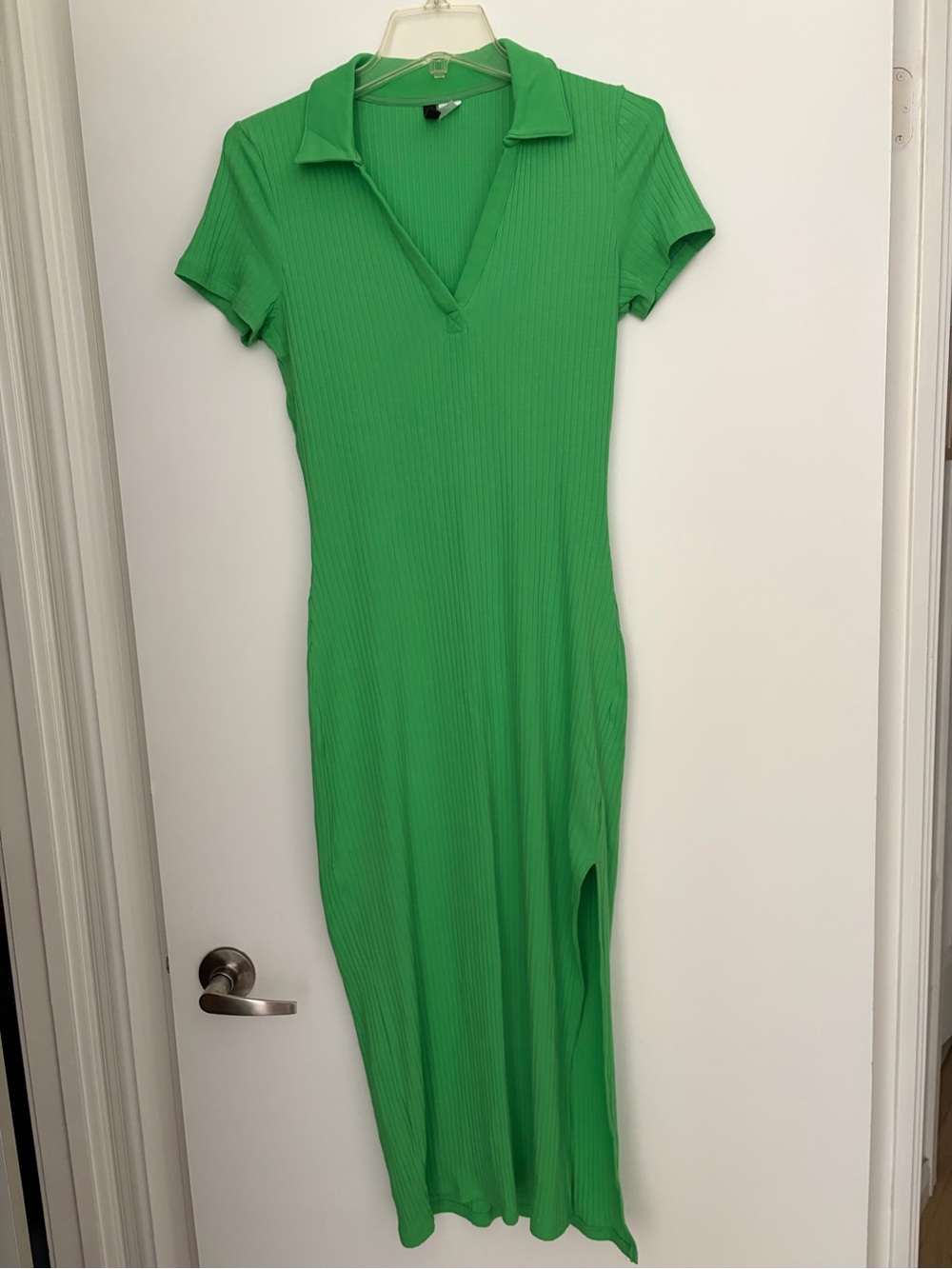 H&M Casual Ribbed Polo Maxi Dress - Green